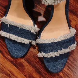 Schutz Frayed Denim Heel